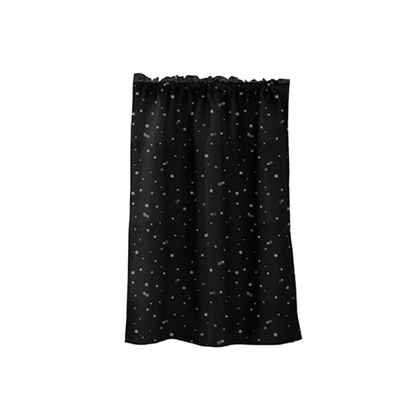 Stars Print Solid Color Kitchen Short Curtain Window Valance Drape Home Decor-Black