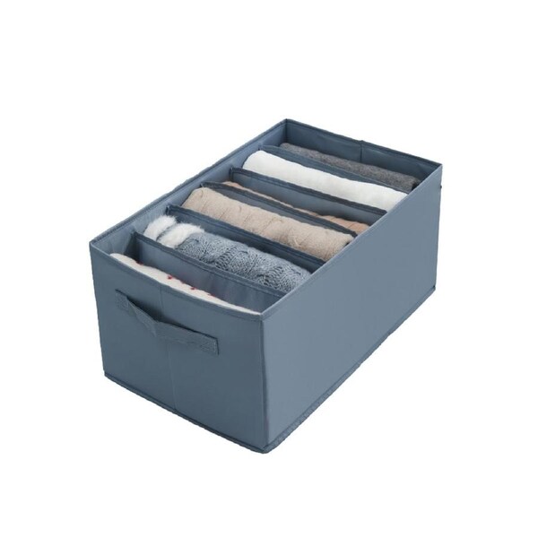 Storage Box Compartment Reusable Oxford Cloth Foldable Jeans Sweaters Clothes Organizer Household Supplies-Grey