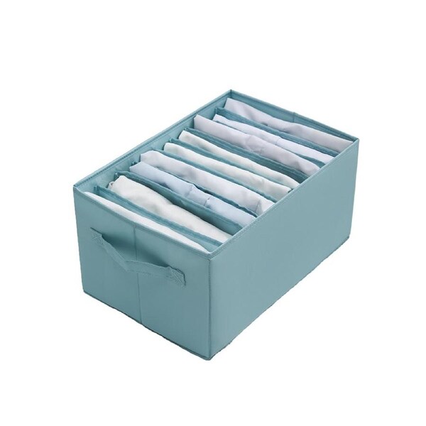 Storage Box Compartment Reusable Oxford Cloth Foldable Jeans Sweaters Clothes Organizer Household Supplies-Blue