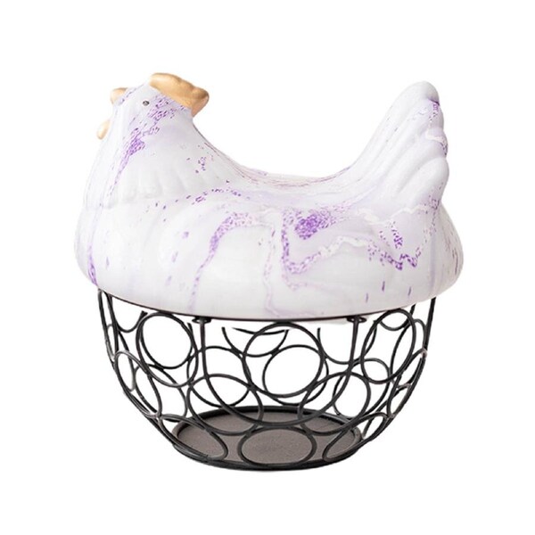 Storage Basket Large Capacity Long-lasting Hen Shape Fresh Eggs Gathering Storage Basket Household Supplies -B Purple