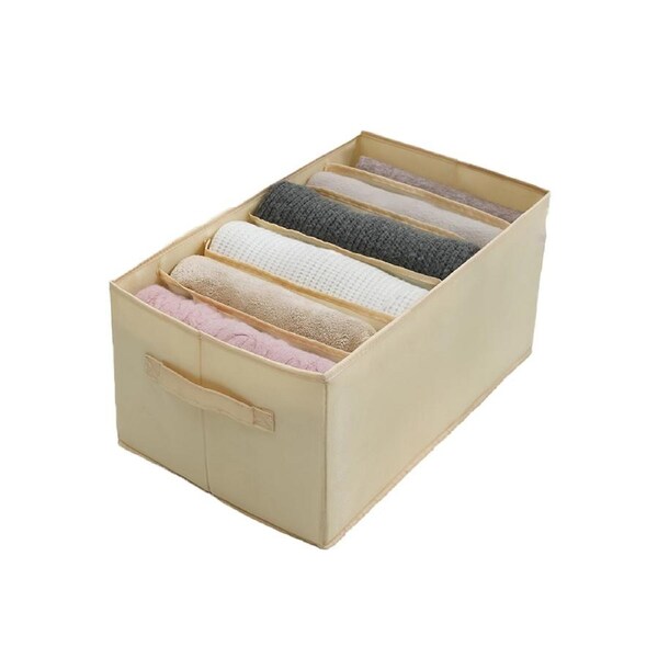 Storage Box Compartment Reusable Oxford Cloth Foldable Jeans Sweaters Clothes Organizer Household Supplies-Yellow