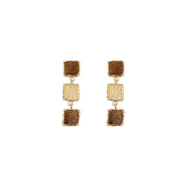Vintage Brown Gold Dangle Earrings Women Girls Retro Bohemian Fashion