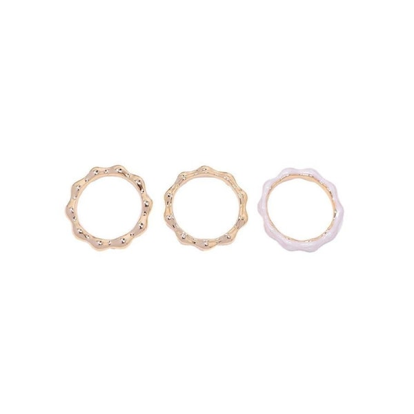 Painted Oil Round Irregular Simple Three-piece Ring