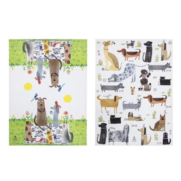 Ashdene Canine Capers Set of 2 Kitchen Towels - Puppers