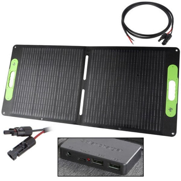 SOLAR PANEL KIT 100W UNIVERSAL with charge box and 2M MC4 to bare end charge cable