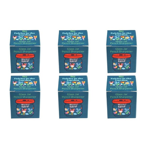 6x Rex London Metal Glass 5.2cm School Kids Pencil Sharpener Jar Fairies 3y+