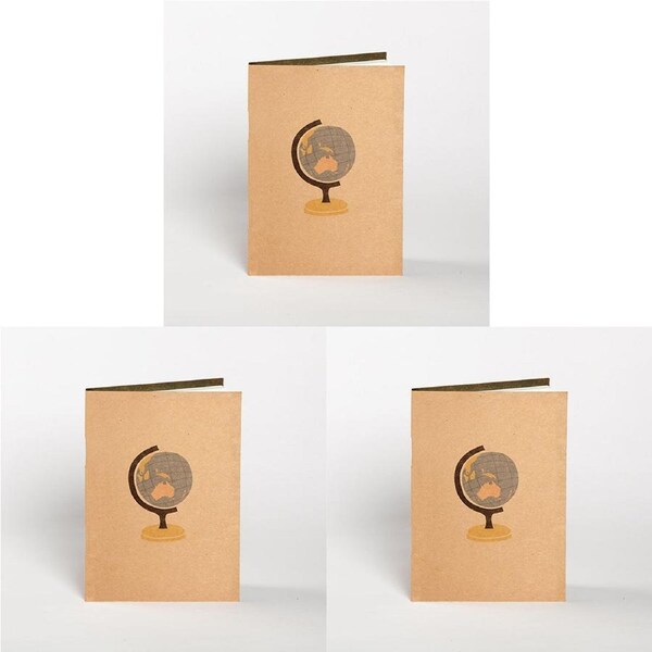 3x Sunday Paper A5 Lined Travel Pad/Journal Writing Stationery 21x14.5cm Globe