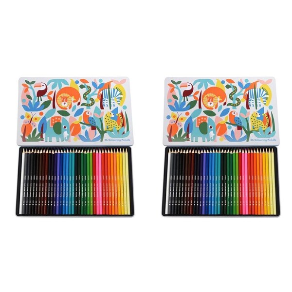 2x 36pc Rex London Colouring Pencils School Drawing Stationery 3y+ Wild Wonders