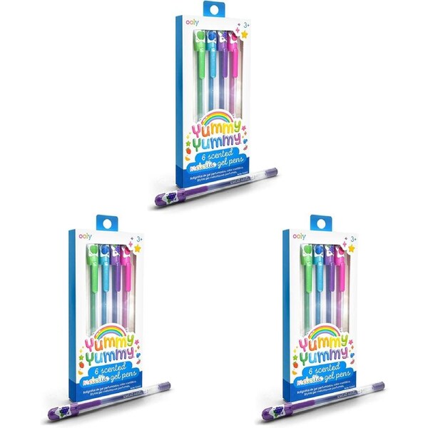 3x 6pc Ooly Yummy Scented Metallic Gel Pens Kids Writing/Drawing Stationery 3y+