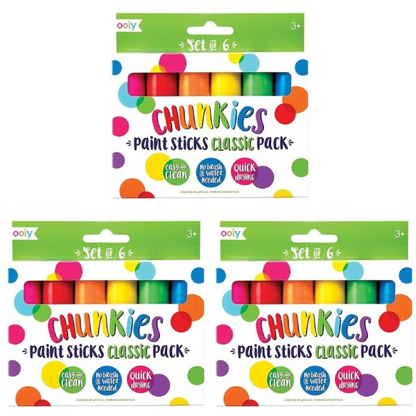 3x 6pc Ooly Chunkie Paint Stick Kids/Children Art Colouring/Drawing Set 3y+