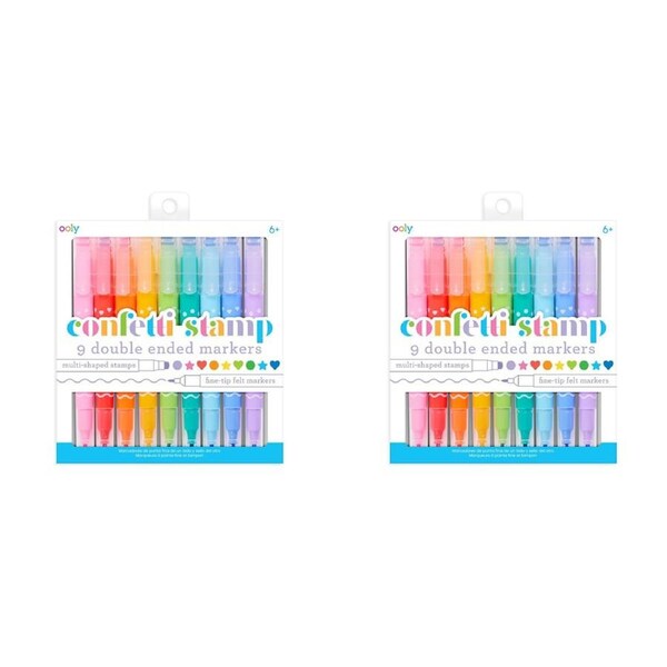 2x 9pc Ooly Double-Ended Coloured Marker Pens Art Stationery Confetti Stamp 6y+