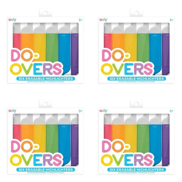 4x 6pc Ooly Do-Overs Erasable Highlighter Dual-Ended Pen Drawing Stationery Set