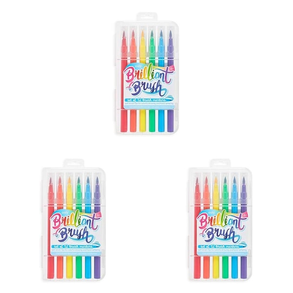 3x 12pc Ooly Brilliant Brush Colouring Marker w/ Case Set Kids Art/Craft 6y+
