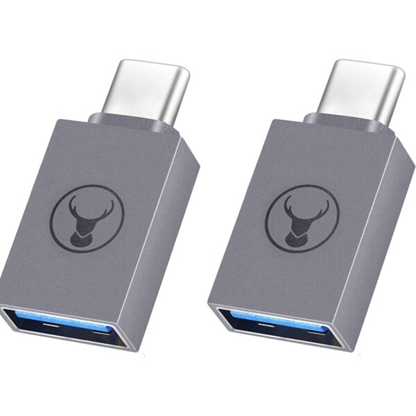 2x Bonelk M USB-C to F USB-A 3.0 Adapter Dongle Converter For Laptop Space Grey