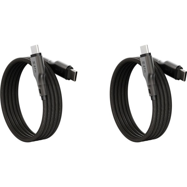 2x EFM Mag-Coil 1m Male USB-C Cable Charging Data Cord 100W For Samsung S23+ BK