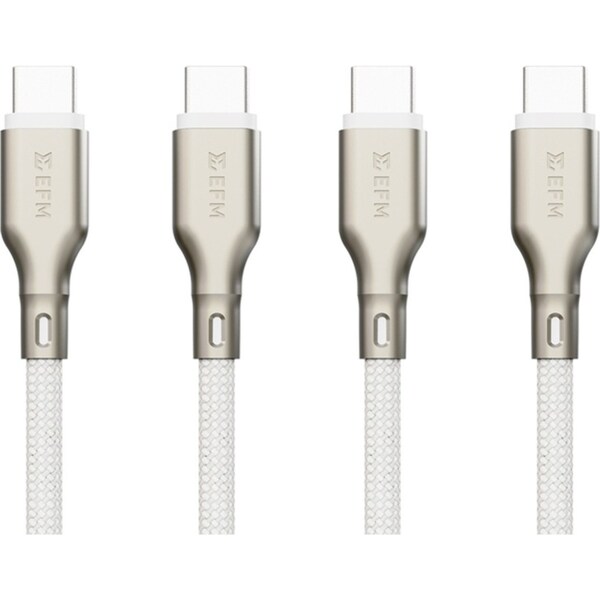 2x EFM Pro Power 2m Male USB-C Data Cable Charging Cord For Samsung S23+ White