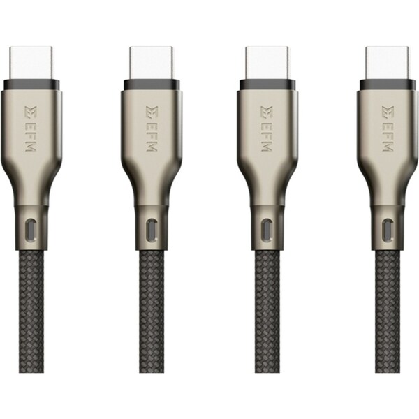 2x EFM Pro Power 1m Male USB-C Data Cable Charging Cord For Samsung S23+ Black