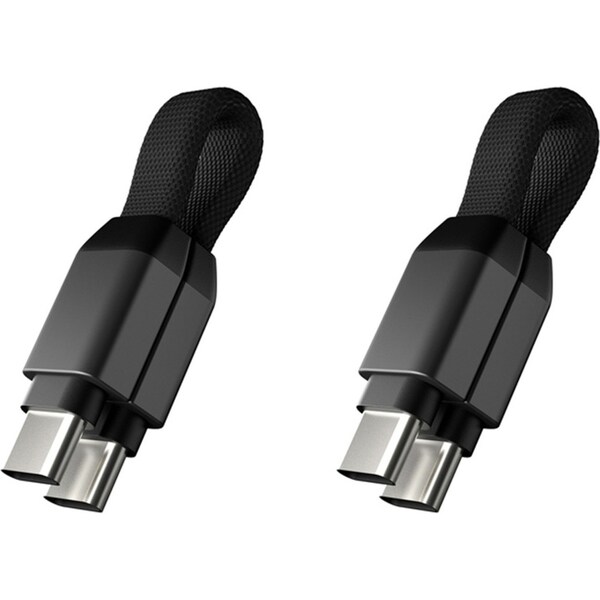 2x Rolling Square inCharge Mini USB-C Male Keyring Cable For Samsung S23+ Black