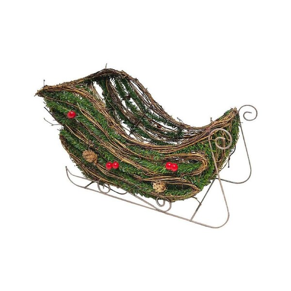 LVD Rattan Traditional Sleigh Home/Living Room Xmas Display Decor 37x29cm