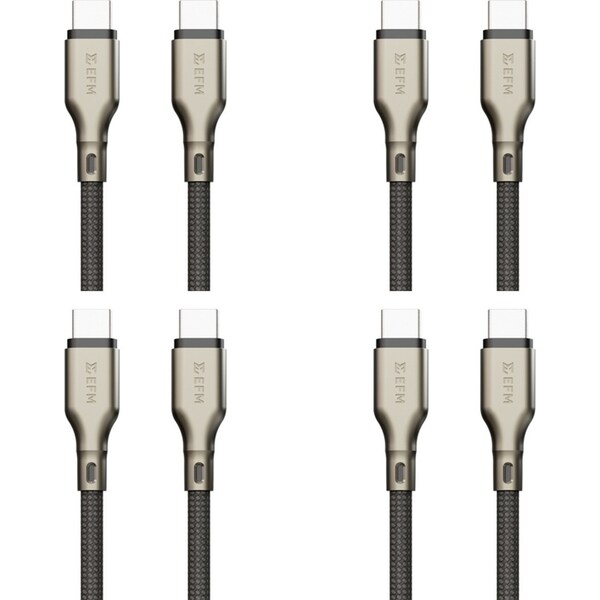 4x EFM Pro Power 2m Male USB-C Data Cable Charging Cord For Samsung S23+ Black