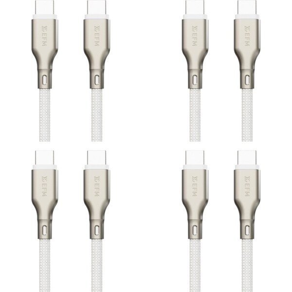 4x EFM Pro Power 2m Male USB-C Data Cable Charging Cord For Samsung S23+ White