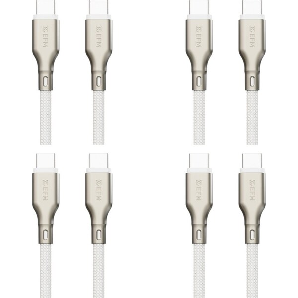 4x EFM Pro Power 1m Male USB-C Data Cable Charging Cord For Samsung S23+ White