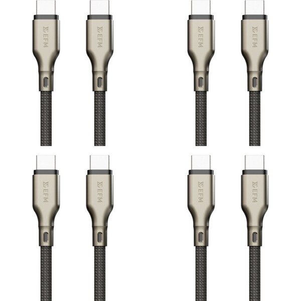 4x EFM Pro Power 1m Male USB-C Data Cable Charging Cord For Samsung S23+ Black
