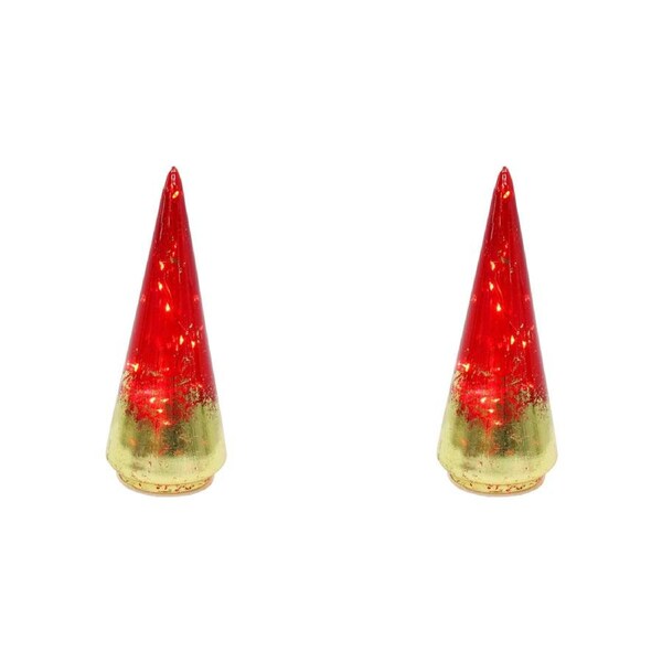 2PK LVD LED Glass Tree Ruby Small Home/Office/Table Decor Display 8x22cm Red