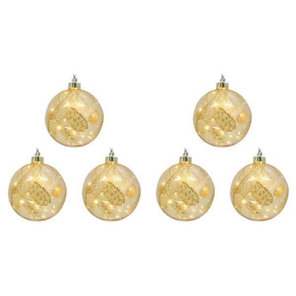 6PK LVD LED Glass Bauble XL Botanical Home/Office/Tabletop X-mas Decor 12cm
