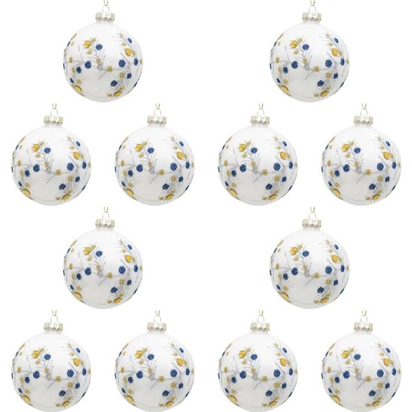 12PK LVD Glass Bauble Chinoiserie Gold Home/Office Ornament Hanging Decor 8cm