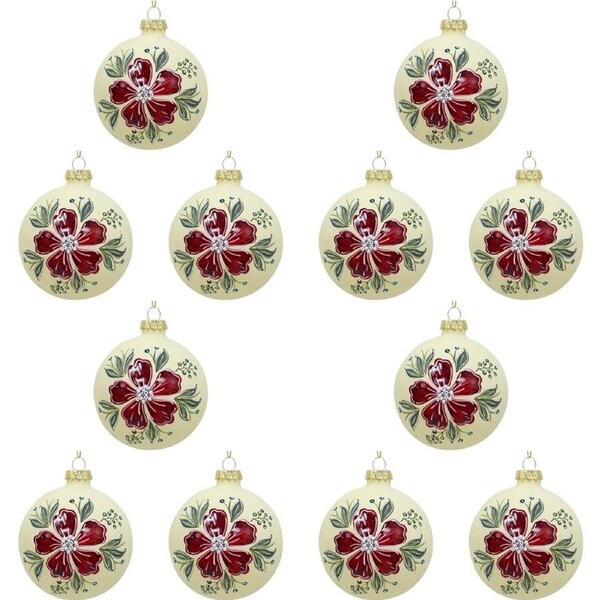 12PK LVD Glass Bauble Bloom Home/Office/Table Xmas Ornament Hanging Decor 8cm
