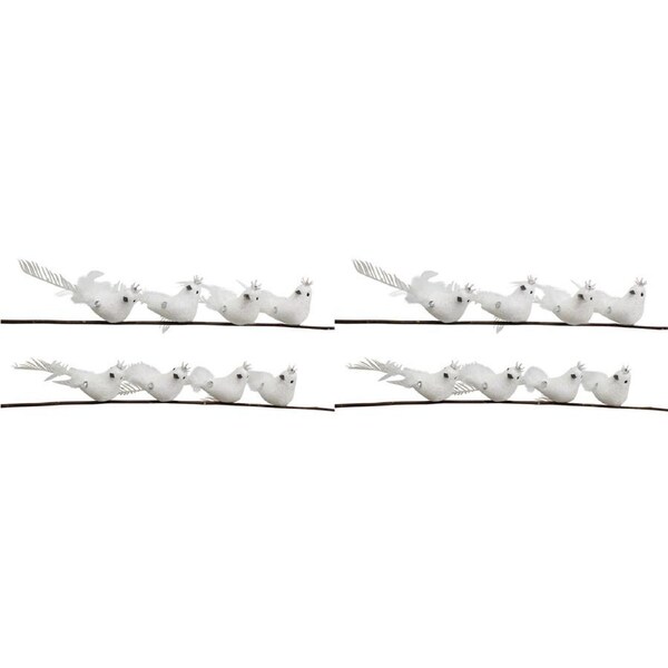 16pc LVD Clip Birds Leaf Home/Living Room Xmas Tree Display Decor White 16cm