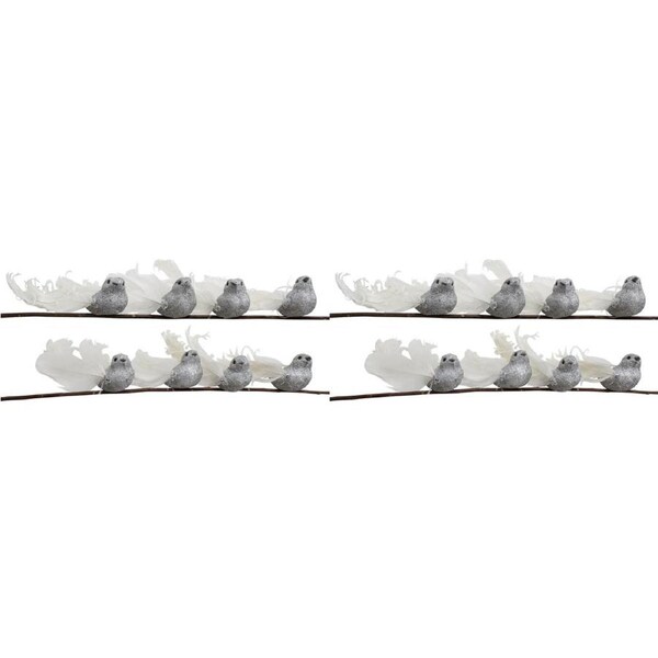 16pc LVD Clip Birds Home/Living Room X-mas Tree Display Decor Silver 14cm