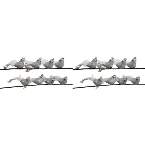 16pc LVD Clip Birds Leaf Home/Living Room Christmas Tree Decor Silver 16cm