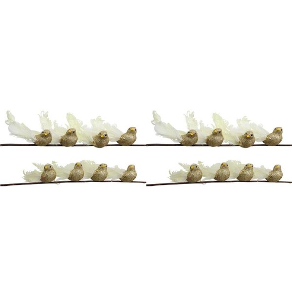 16pc LVD Clip Birds Home/Living Room Christmas Tree Display Decor 14cm Gold