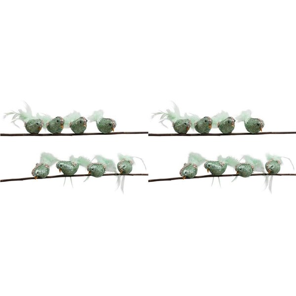 16pc LVD Clip Birds Bayleaf Home/Living Room Xmas Tree Display Decor 14cm