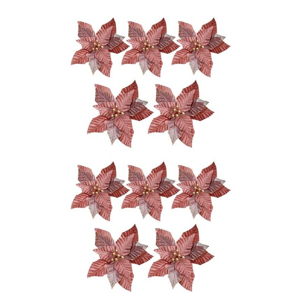 10PK LVD Plastic Poly Velvet Flower Home X-mas Tree Display Decor 28cm Sienna