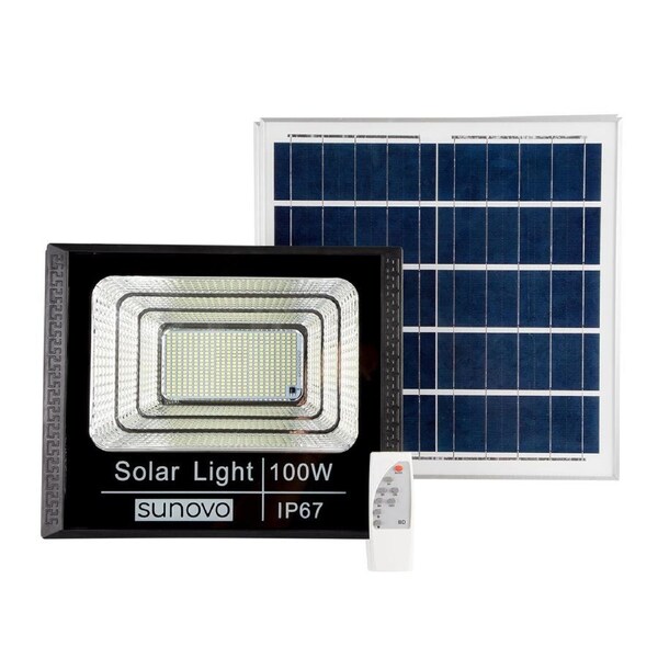 Samland 297 Led Solar Flood Light Outdoor with Remote Control 100W Cold White