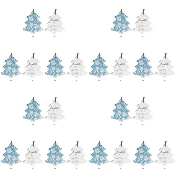 12PK LVD Ceramic Tree Aqua Fantasy Home Christmas Hanging Ornament Decor 8x9cm