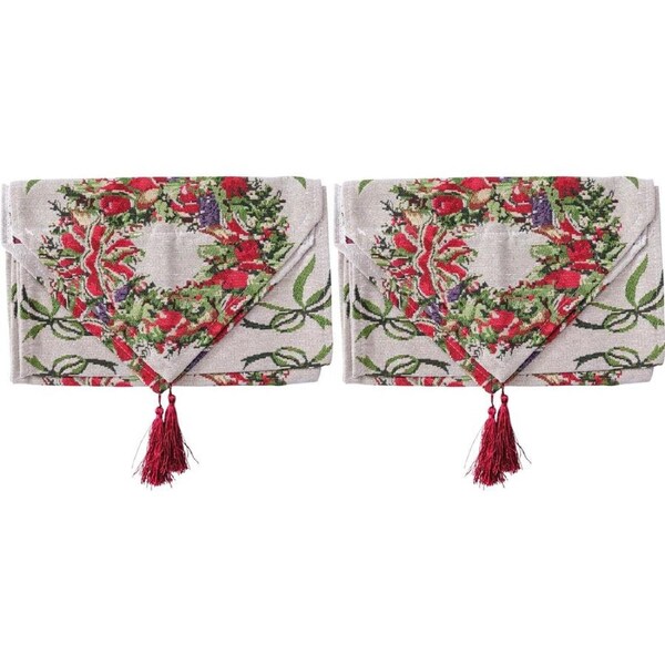 2PK LVD Polyester Wreath Christmas Table Runner Home/Kitchenware Decor 34x180cm