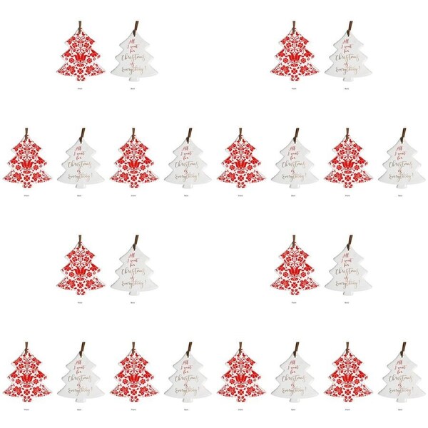 12PK LVD Tree Floral Home/Office Hanging X-mas Display Ornament Decor 8x9cm Red