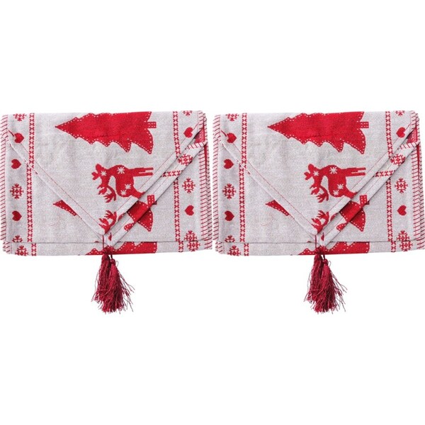 2PK LVD Polyester Table Runner Christmas Deer Home/Kitchen Xmas Decor 180x34cm