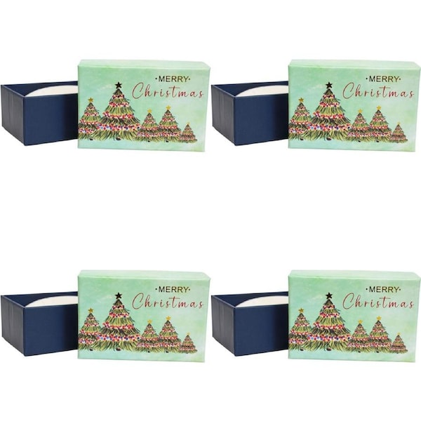 4PK LVD Christmas Tree Scented Bath Soap Bar w/ Box Body Fragrance 9x6cm Green
