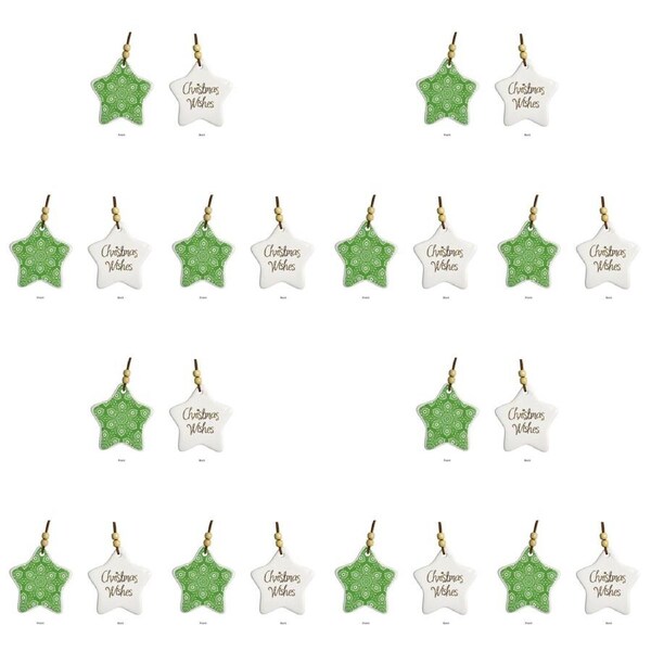 12PK LVD Star Indigenous Home/Office Hanging Christmas Display Decor 9x9cm GRN