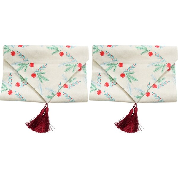 2PK LVD Linen Christmas Leaves Table Runner Home/Kitchen Xmas Decor 33x180cm
