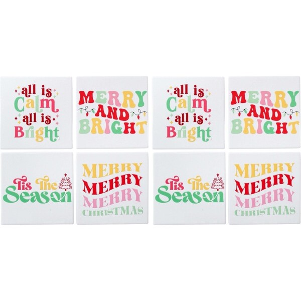 8pc LVD Merry & Bright Coasters Home/Kitchen/Dining Table Decor 10x10cm