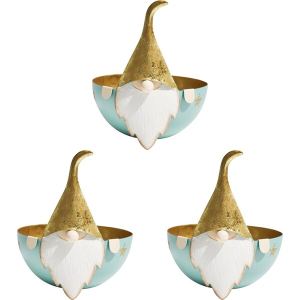 3PK LVD Metal Santa Bowl Small Home/Living Room Christmas Decor 13x12cm Aqua