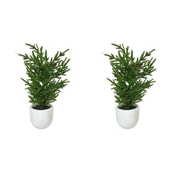 2PK LVD Plastic Classic Christmas Tree Potted Home/Living Room Decor 11x11cm
