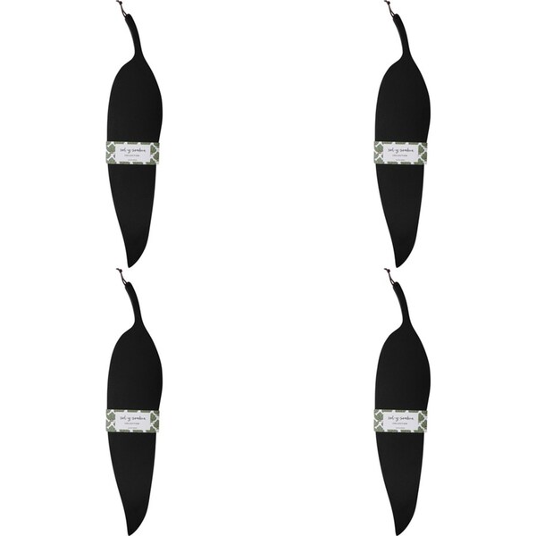 4PK LVD Acacia Wood Gum Leaf Serving Board Kitchen/Tabletop Decor 12x60cm Black