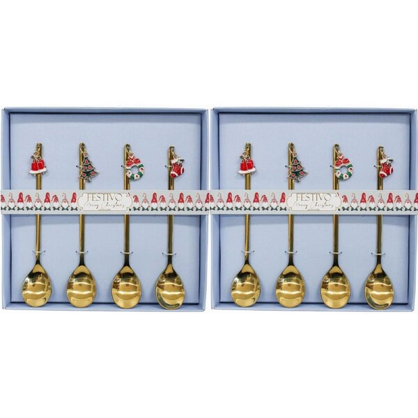2PK LVD Christmas Charm Teaspoon Home/Kitchen/Table Display Decor 17x17cm Gold